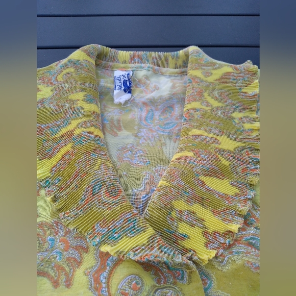 Vintage Sleeveless Blouse, Size Medium, Paisley, Double Breasted, Pearl … - Picture 4 of 11